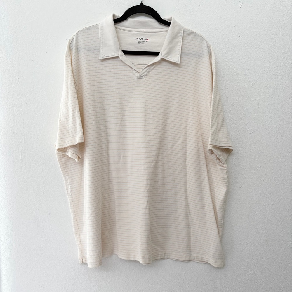 UNTUCKit Peyton Men's Regular 100% Cotton Golf Polo Cream Size 3XL